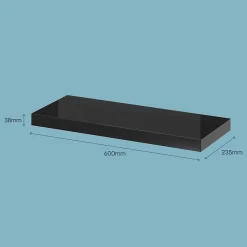 Tablette murale avec fixation invisible GoodHome Cusko noir brillant 60 cm