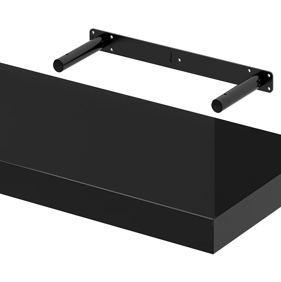 Tablette murale avec fixation invisible GoodHome Cusko noir brillant 60 cm