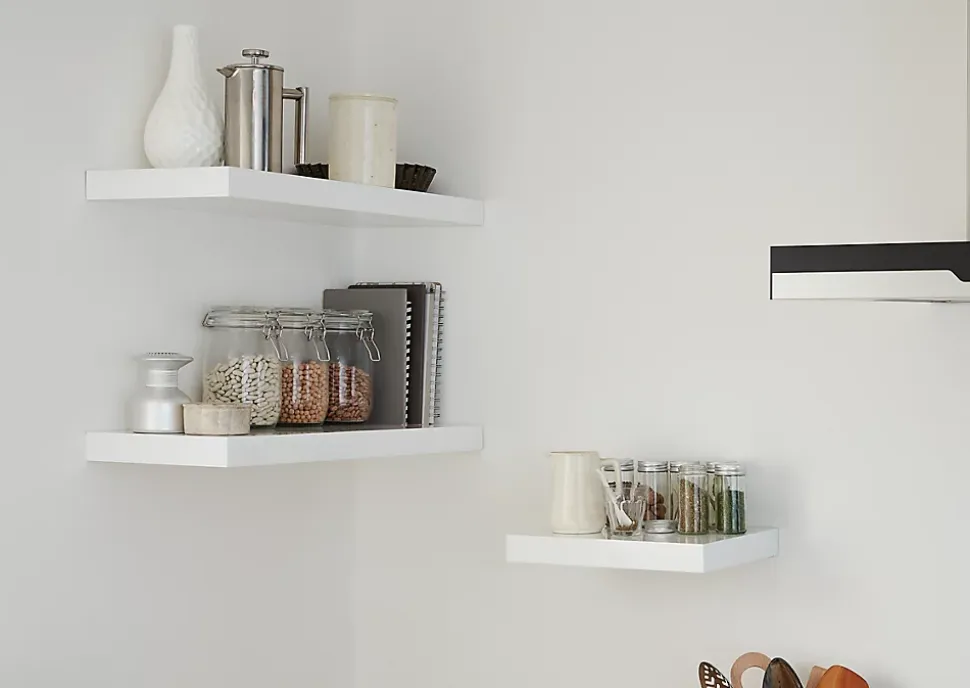 Tablette murale avec fixation invisible GoodHome Cusko blanc brillant 60 cm