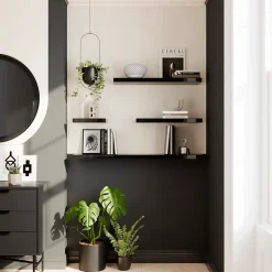 Tablette murale avec fixation invisible GoodHome Cusko noir brillant 118 cm