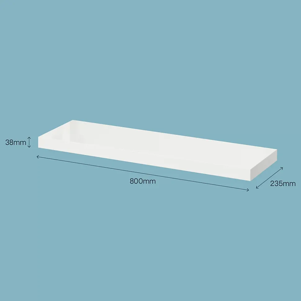 Tablette murale avec fixation invisible GoodHome Cusko blanc brillant 80 cm