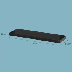 Tablette murale avec fixation invisible GoodHome Cusko noir brillant 80 cm