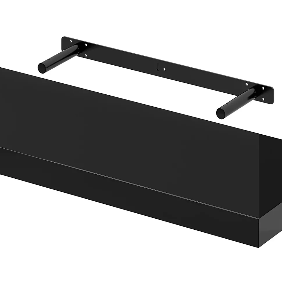 Tablette murale avec fixation invisible GoodHome Cusko noir brillant 80 cm