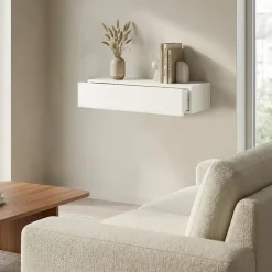 Tablette murale avec tiroir fixation invisible GoodHome Cusko blanc 60 cm