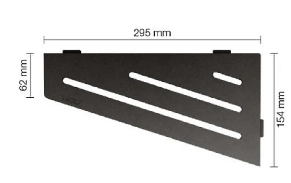 Tablette murale de douche SHELF- E- S3 - CURVE - aluminium structuré Noir mat - 62 x 295 x 154 mm