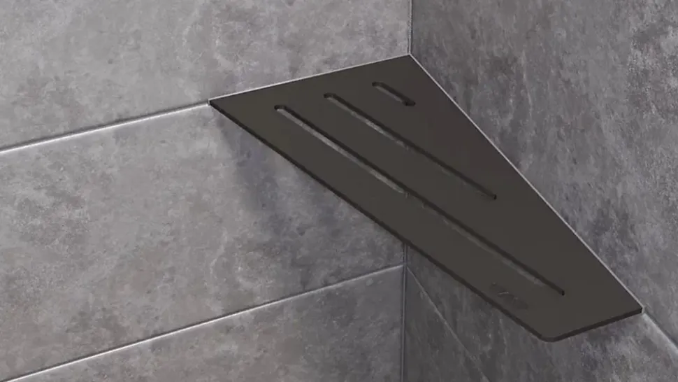 Tablette murale de douche SHELF- E- S3 - FLORAL - acier inox brossé - 62 x 295 x 154 mm