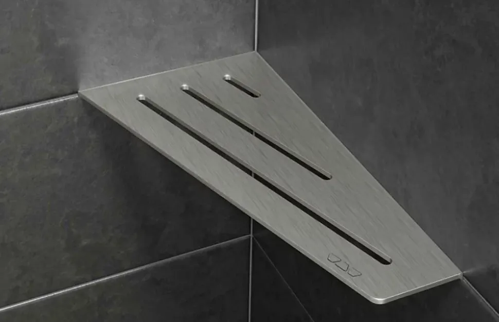 Tablette murale de douche SHELF- E- S3 - FLORAL - acier inox brossé - 62 x 295 x 154 mm