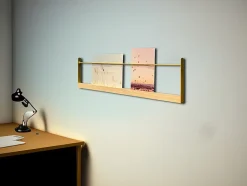 Tablette murale effet bois et métal doré L.50 x H.12 cm Ariane