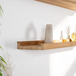 Tablette étagère Helvine salle de bain en teck massif 90cm