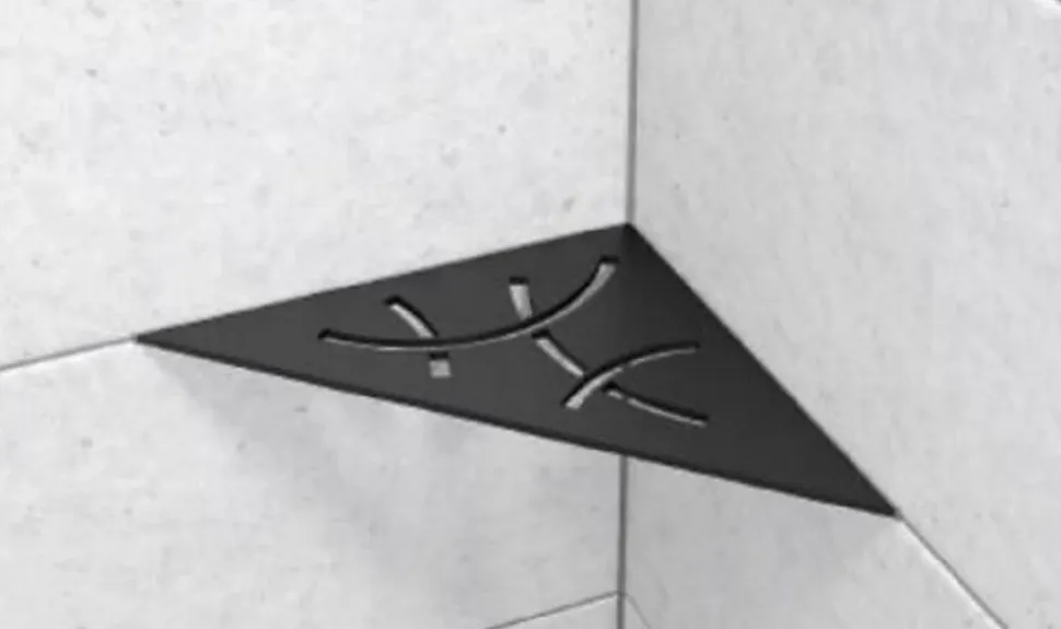 Tablettes d'angle de douche Shelf- E-S1 - FLORAL - Acier inoxydable inox brossé - 210 x 210 mm