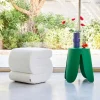 Tabouret / pouf design revêtement bouclette crème 1 place L 43 x P 47 x H 44cm - Sasha