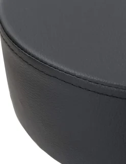 Tabouret à roulettes siège rond simili rembourré pivotant hauteur réglable ye (noir)