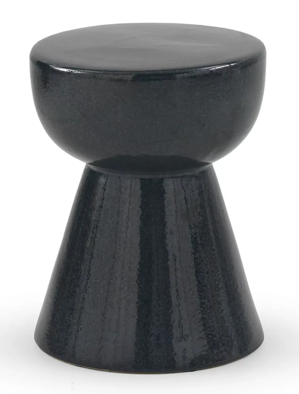 Tabouret / table d'appoint en céramique bleu foncé
