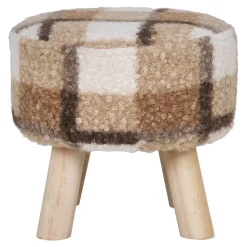 Tabouret Aberdeen en Mélange de Marrons - Design Moderne Diam.31x29 cm, HN1261