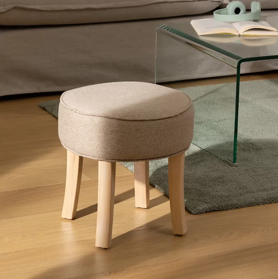 Tabouret Adriel peuplier beige D35x35cm - Atmosphera