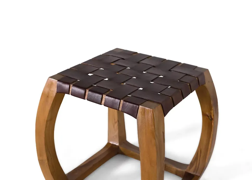 Tabouret artisanal en bois de mindi massif