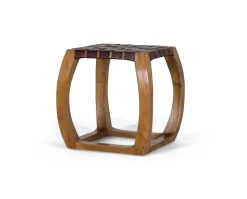 Tabouret artisanal en bois de mindi massif