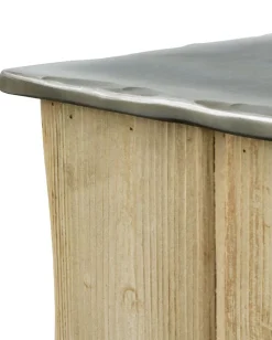 Tabouret avec assise laquée en couleur métallique et base en épicéa