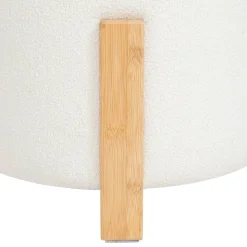 Tabouret Bansa bouclette bambou blanc D37,5x32cm - Atmosphera