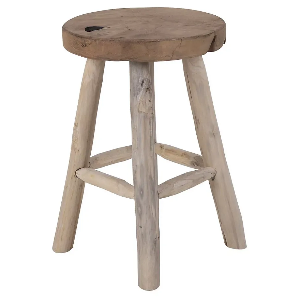 Tabouret Bas Badia, Marron, Bois, 30x30x45 cm, Seven Design