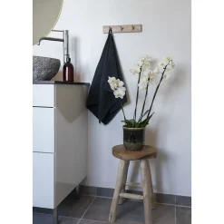 Tabouret Bas Badia, Marron, Bois, 30x30x45 cm, Seven Design