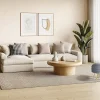 Tabouret bas coffre de rangement en tissu bouclette et métal doré - Gris - ESDALO