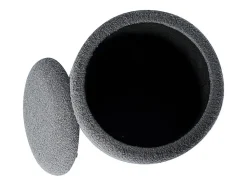 Tabouret bas coffre de rangement en tissu bouclette et métal doré - Gris - ESDALO