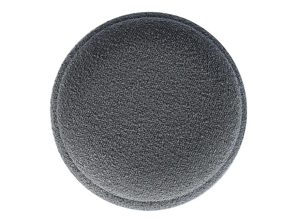 Tabouret bas coffre de rangement en tissu bouclette et métal doré - Gris - ESDALO