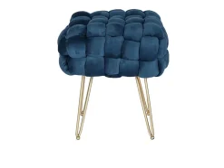 Tabouret bas en velours et métal doré - Bleu - ESMEA