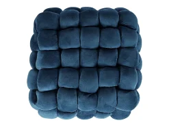 Tabouret bas en velours et métal doré - Bleu - ESMEA