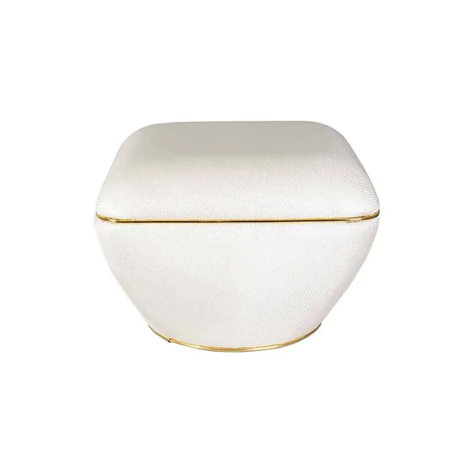 Tabouret Carré "Contessa" 60cm Ivoire & Or