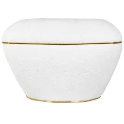 Tabouret Carré Déco "Contessa" 60cm Blanc & Or