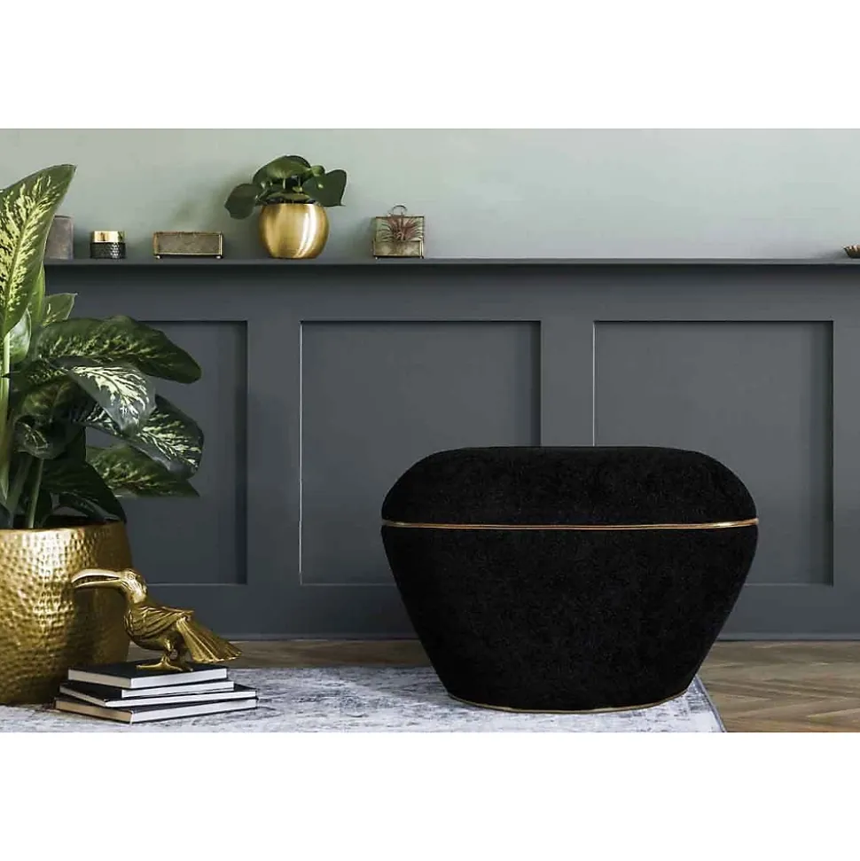 Tabouret Carré Déco "Contessa" 60cm Noir & Or