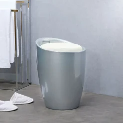 Tabouret coffre de rangement DANIEL, gris/blanc