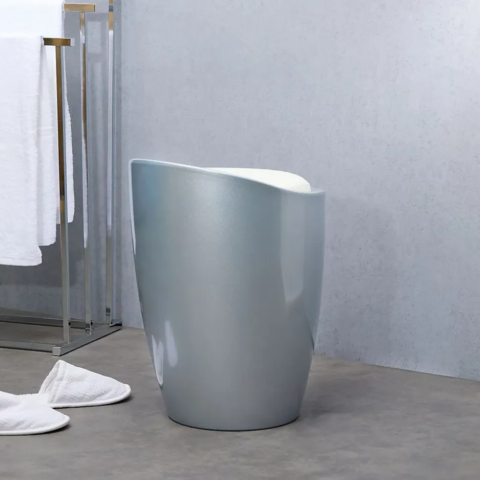 Tabouret coffre de rangement DANIEL, gris/blanc