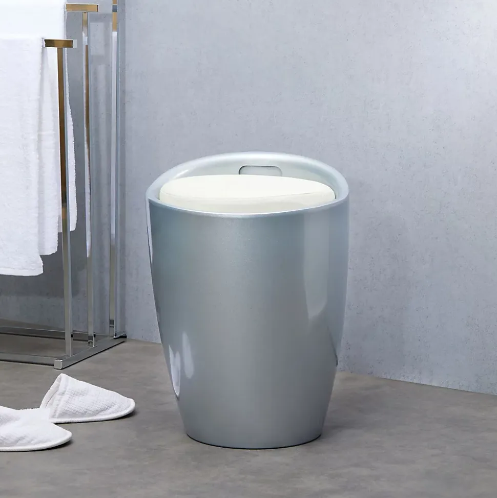 Tabouret coffre de rangement DANIEL, gris/blanc