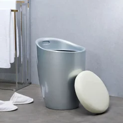 Tabouret coffre de rangement DANIEL, gris/blanc