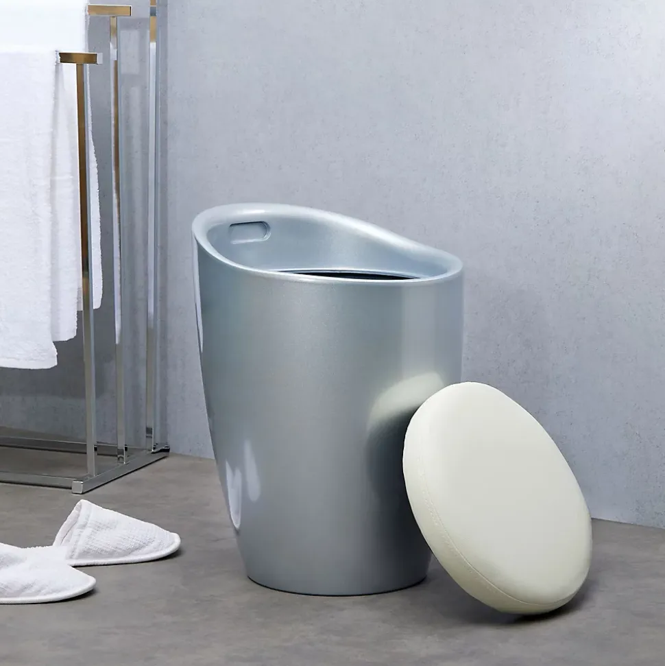Tabouret coffre de rangement DANIEL, gris/blanc