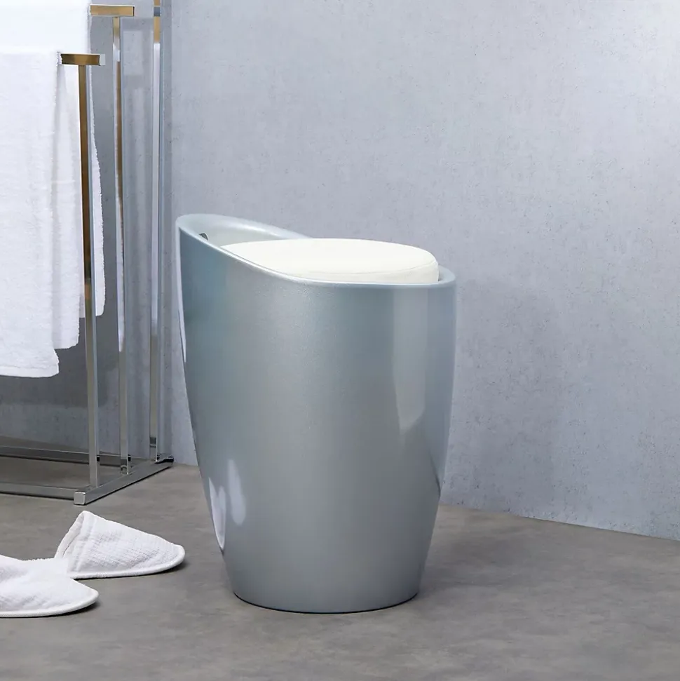 Tabouret coffre de rangement DANIEL, gris/blanc
