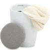 Tabouret coffre de rangement DANIEL, en plastique - Blanc et gris