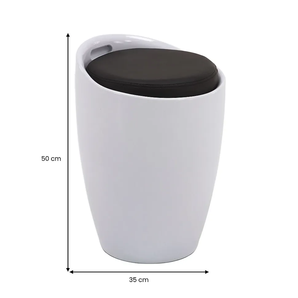 Tabouret coffre de rangement DANIEL, blanc/noir