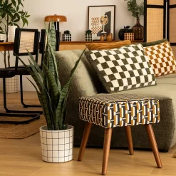 Tabouret d'appoint Chiara noir jaune moutarde et blanc - Atmosphera