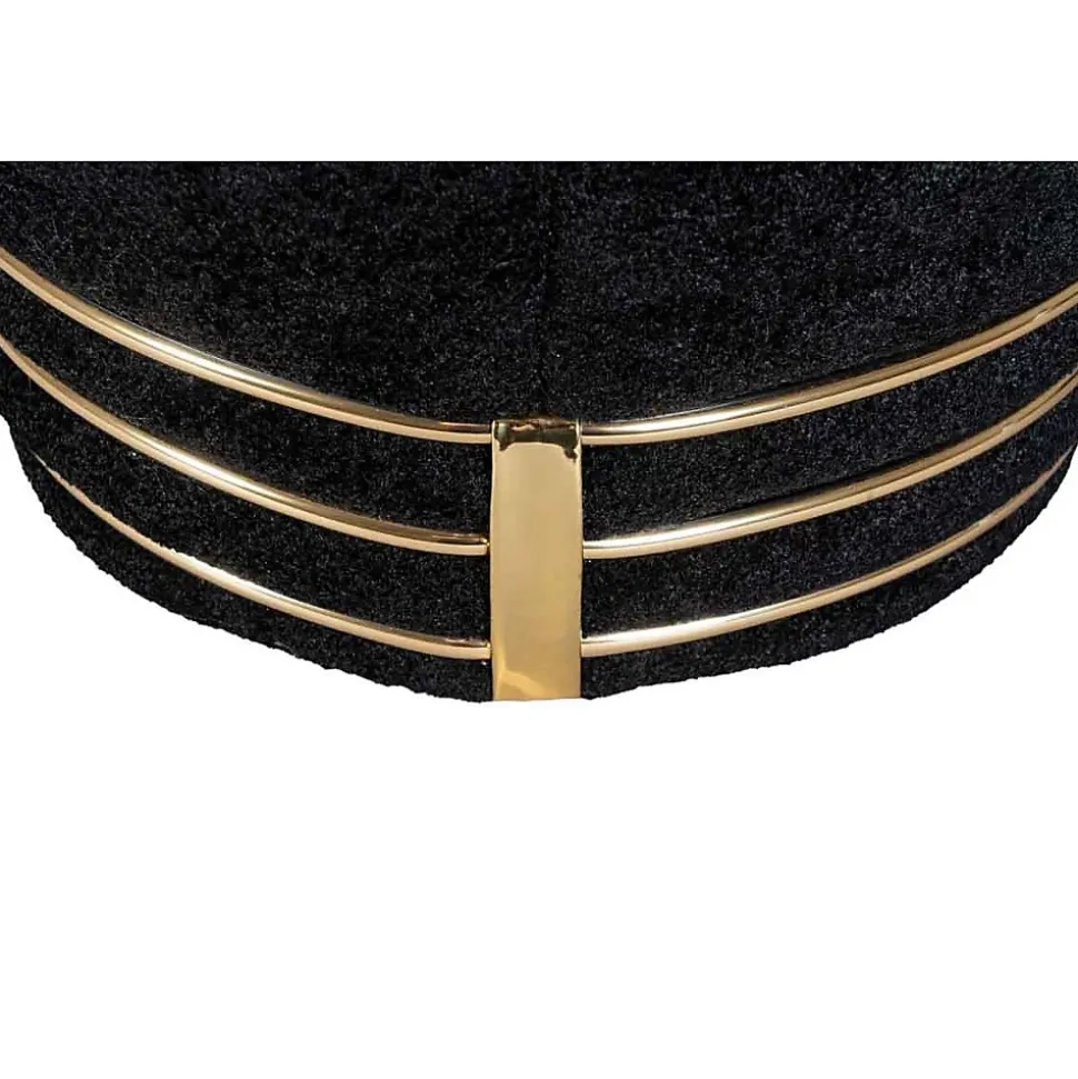 Tabouret Déco en Tissu "Doric" 50cm Noir & Or