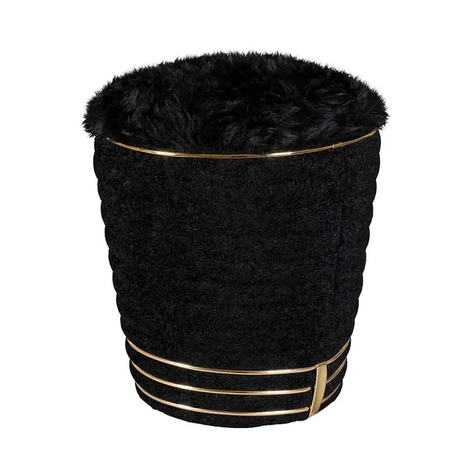 Tabouret Déco en Tissu "Doric" 50cm Noir & Or