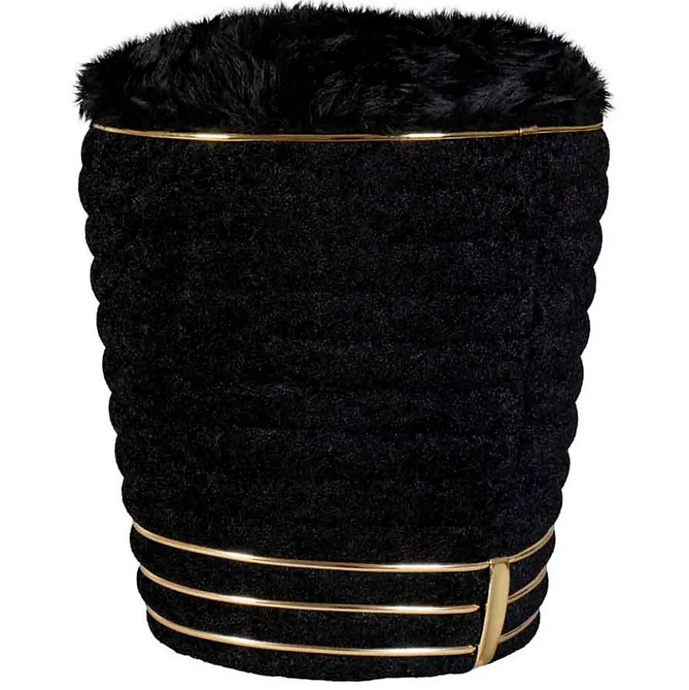 Tabouret Déco en Tissu "Doric" 50cm Noir & Or