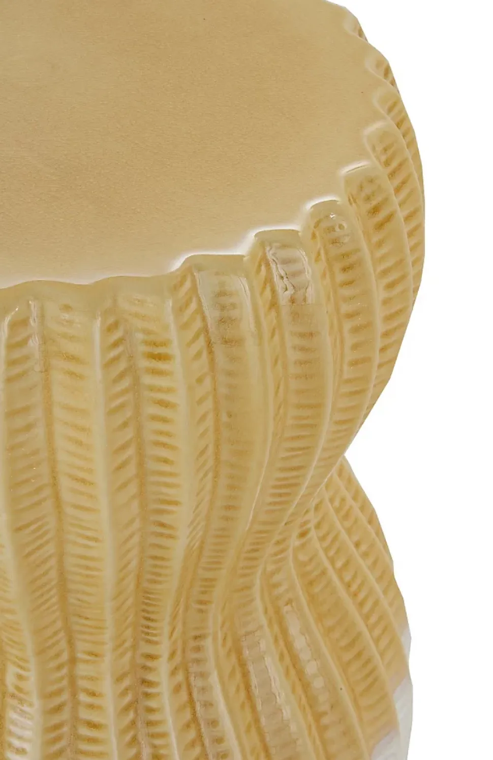 Tabouret de table en céramique jaune et blanc