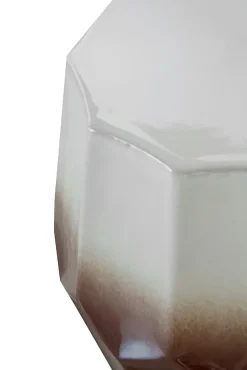 Tabouret de table en céramique marron et blanc