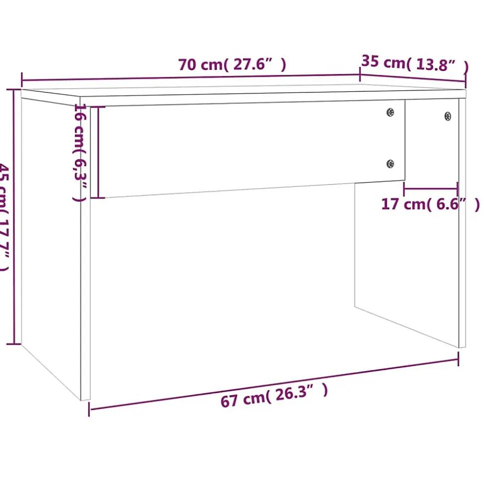 Tabouret de toilette Blanc 70x35x45 cm Bois d'ingénierie vidaXL