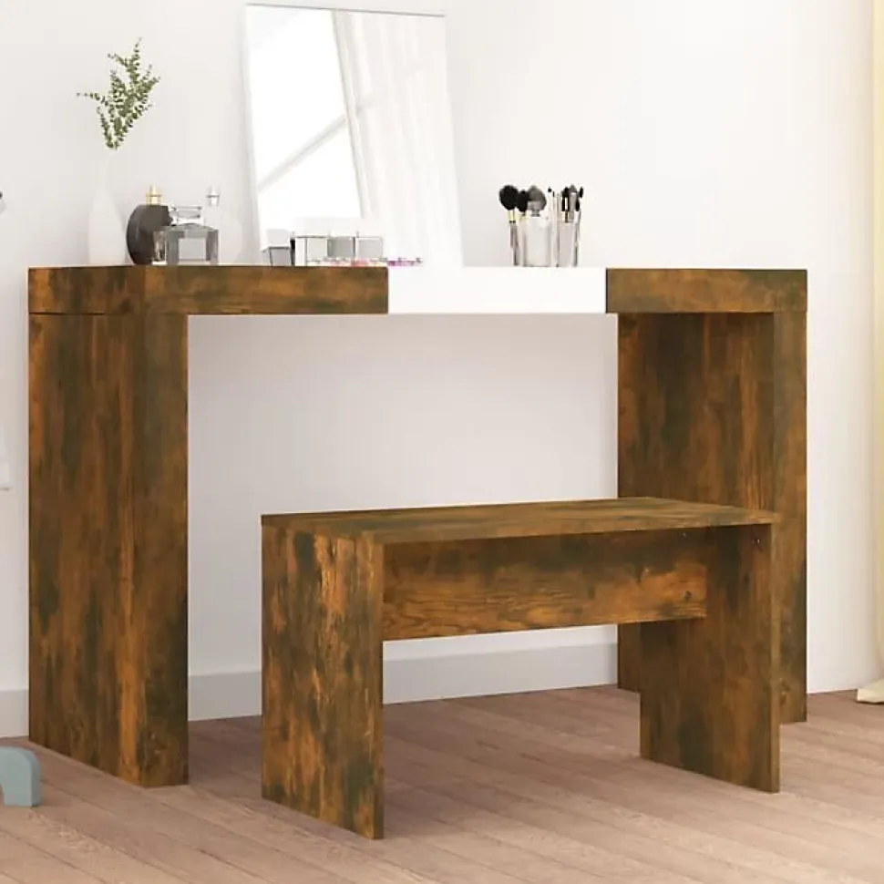 Tabouret de toilette Chêne fumé 70x35x45 cm Bois d'ingénierie