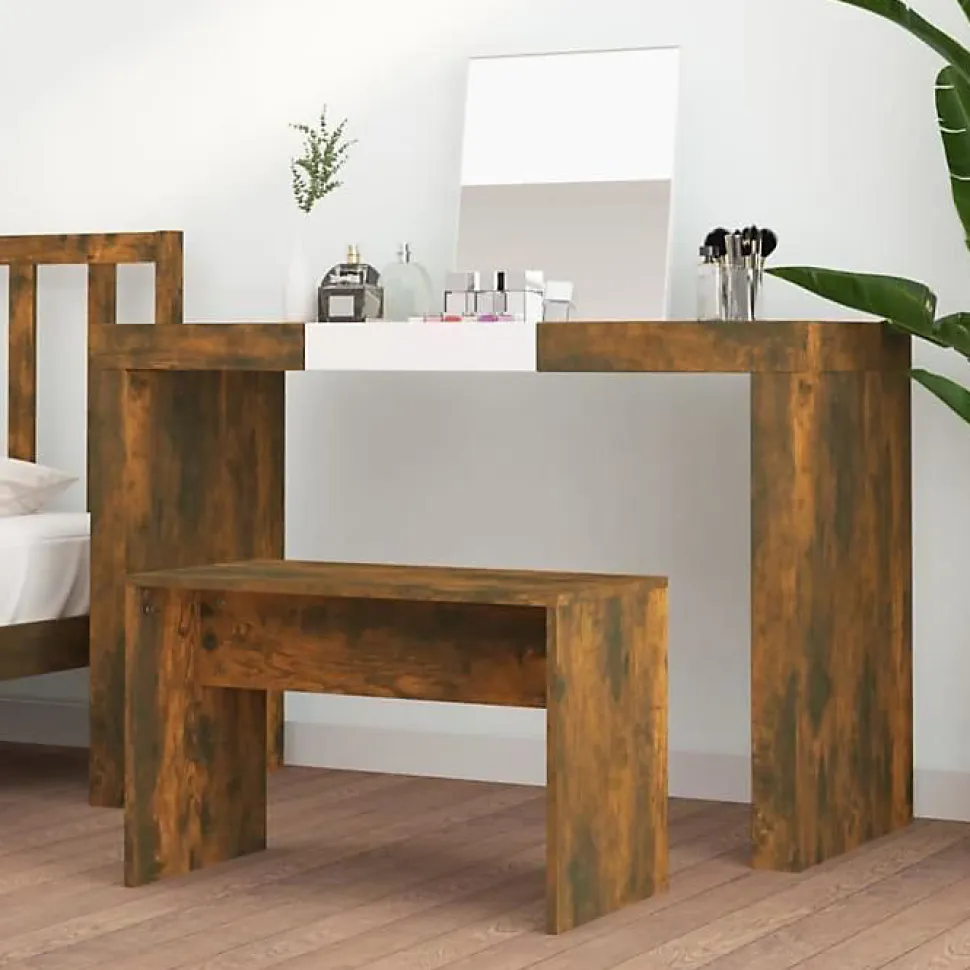 Tabouret de toilette Chêne fumé 70x35x45 cm Bois d'ingénierie